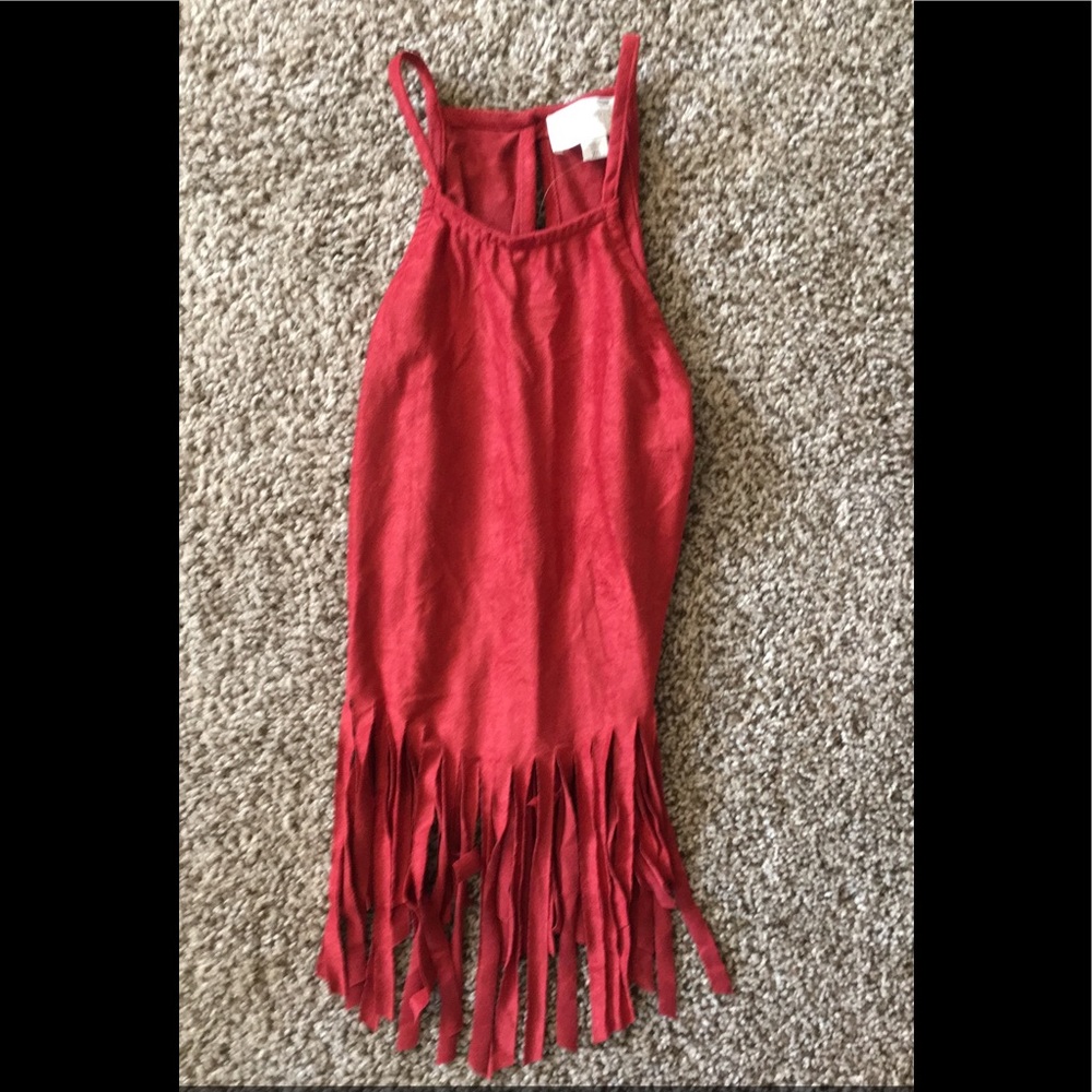 Red fringe crop top. Xs. Never worn
